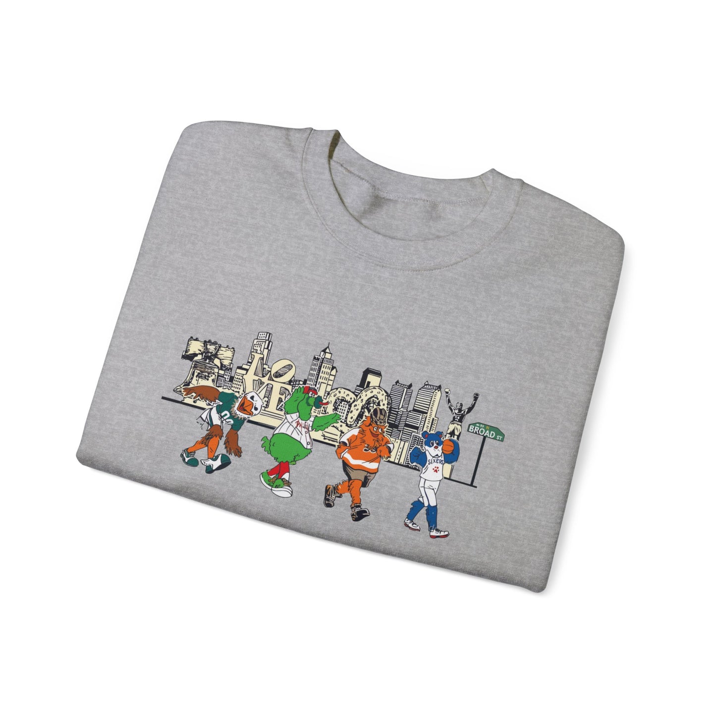 Philly Mascots Sweatshirt Philadelphia Phanatic Sports Swoop Gritty Franklin Family Matching Womens Mens Crewneck Sweat Shirt