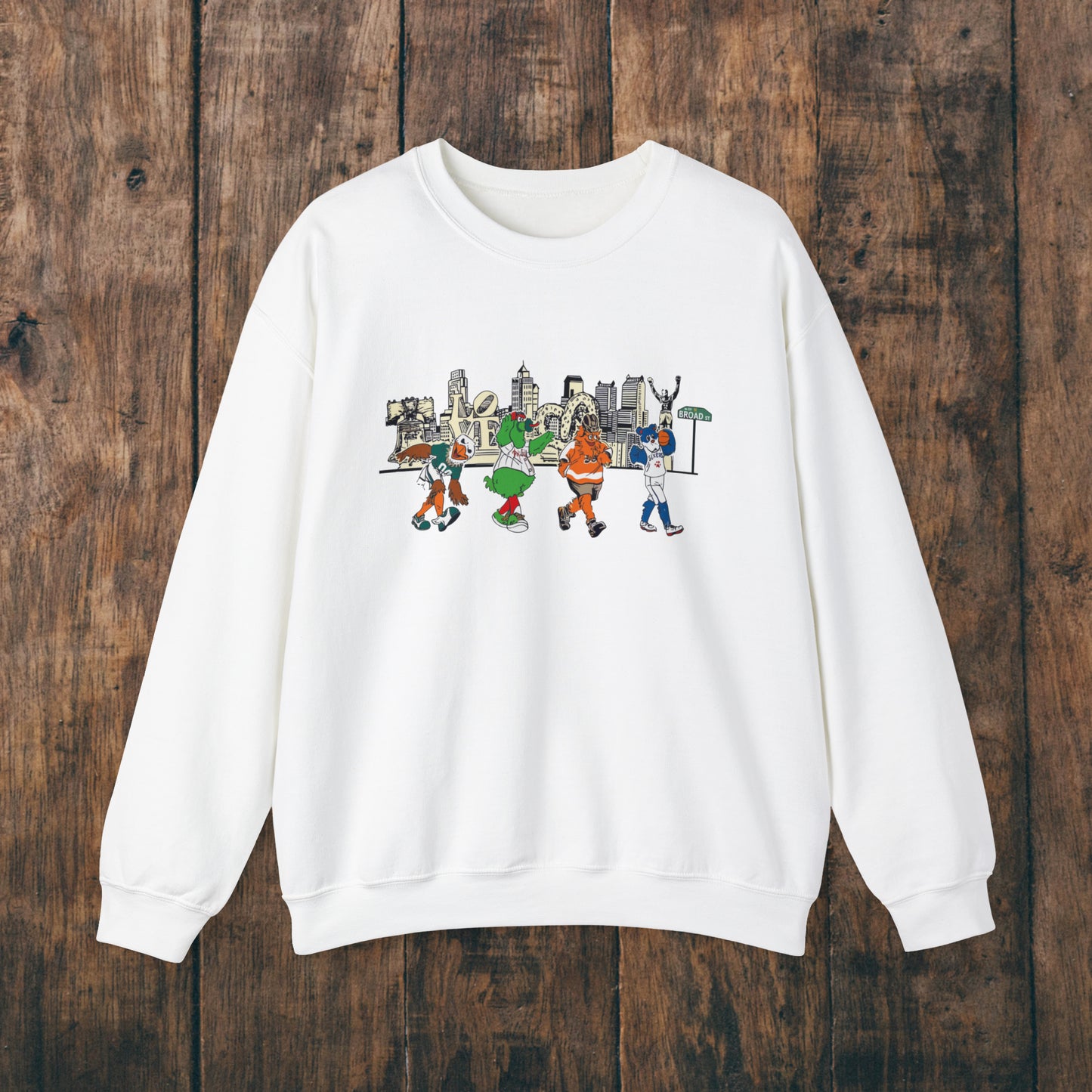 Philly Mascots Sweatshirt Philadelphia Phanatic Sports Swoop Gritty Franklin Family Matching Womens Mens Crewneck Sweat Shirt