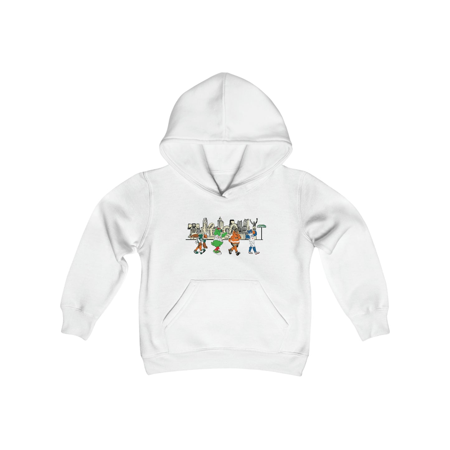Philly Mascots Kids Hoodie Sweatshirt Philadelphia Phanatic Swoop Boys Girls Family Matching Shirt Youth Heavy Blend Hooded Sweatshirt