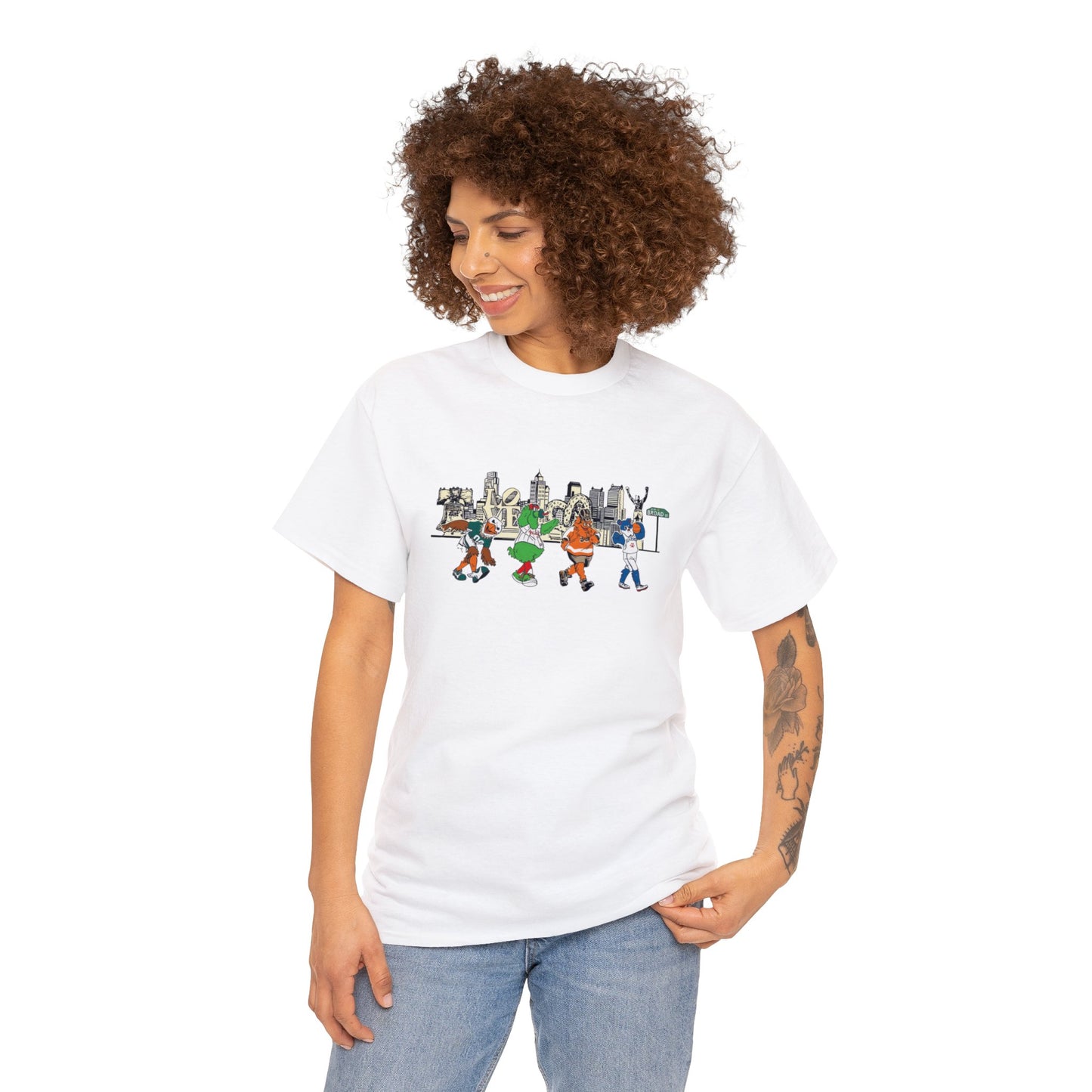 Philly Mascots Shirt Mens Womens Broad Street Philadelphia Phanatic Swoop Gritty Heavy Cotton Tee