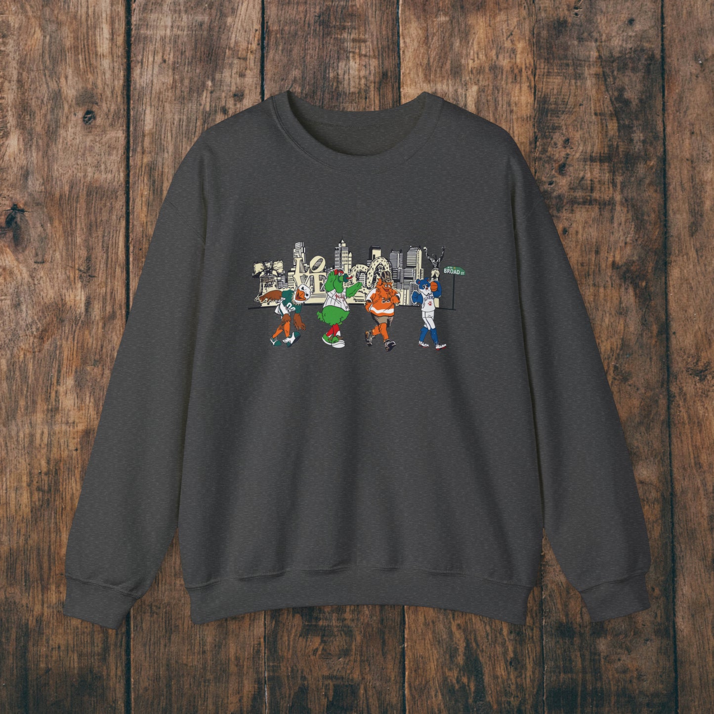 Philly Mascots Sweatshirt Philadelphia Phanatic Sports Swoop Gritty Franklin Family Matching Womens Mens Crewneck Sweat Shirt