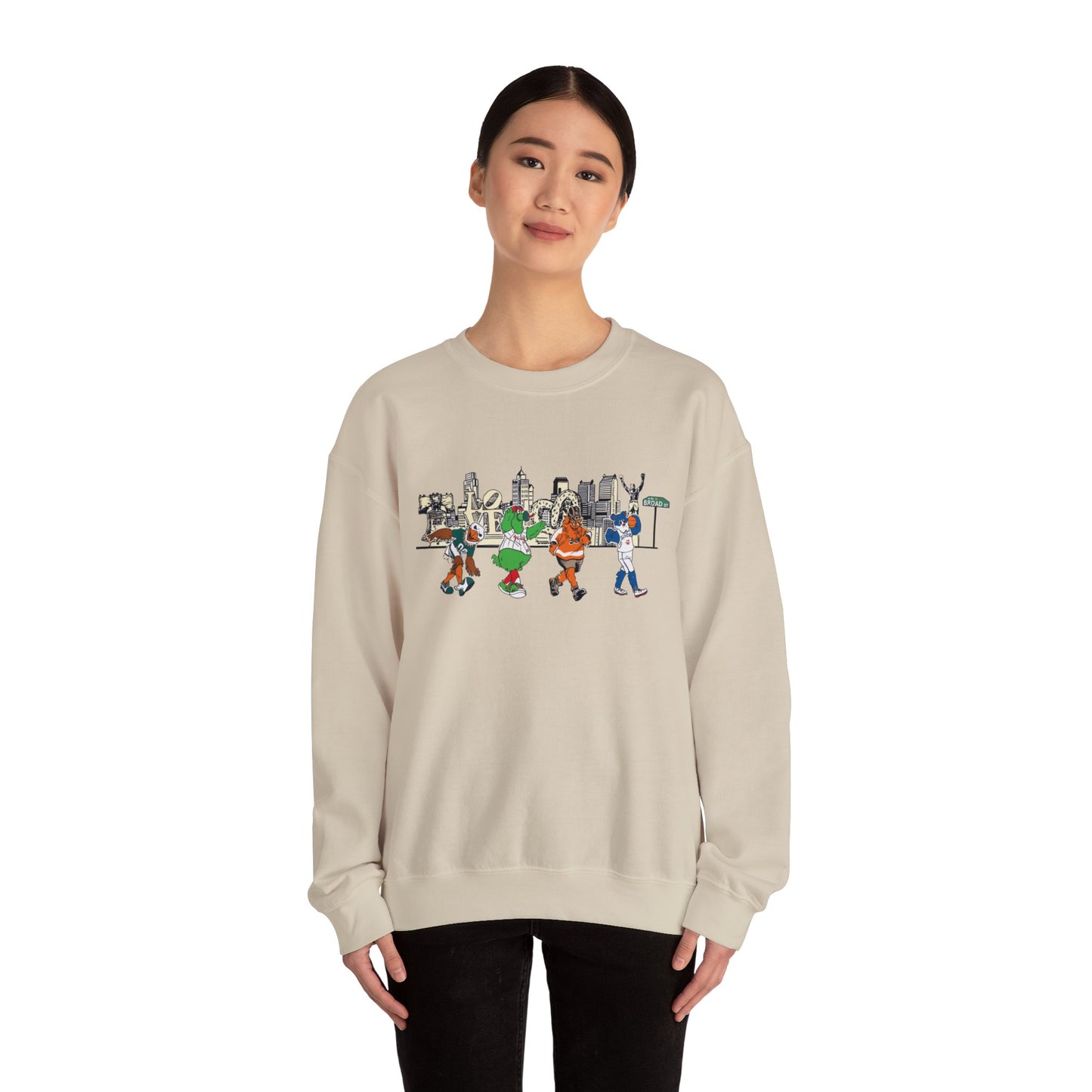 Philly Mascots Sweatshirt Philadelphia Phanatic Sports Swoop Gritty Franklin Family Matching Womens Mens Crewneck Sweat Shirt