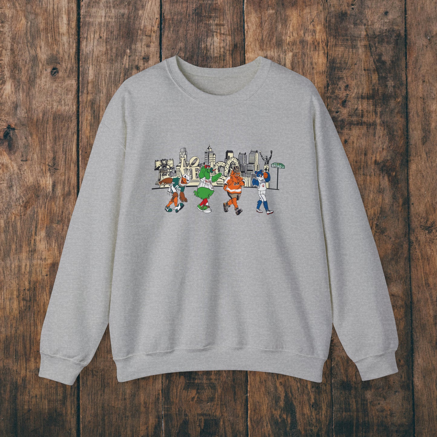Philly Mascots Sweatshirt Philadelphia Phanatic Sports Swoop Gritty Franklin Family Matching Womens Mens Crewneck Sweat Shirt
