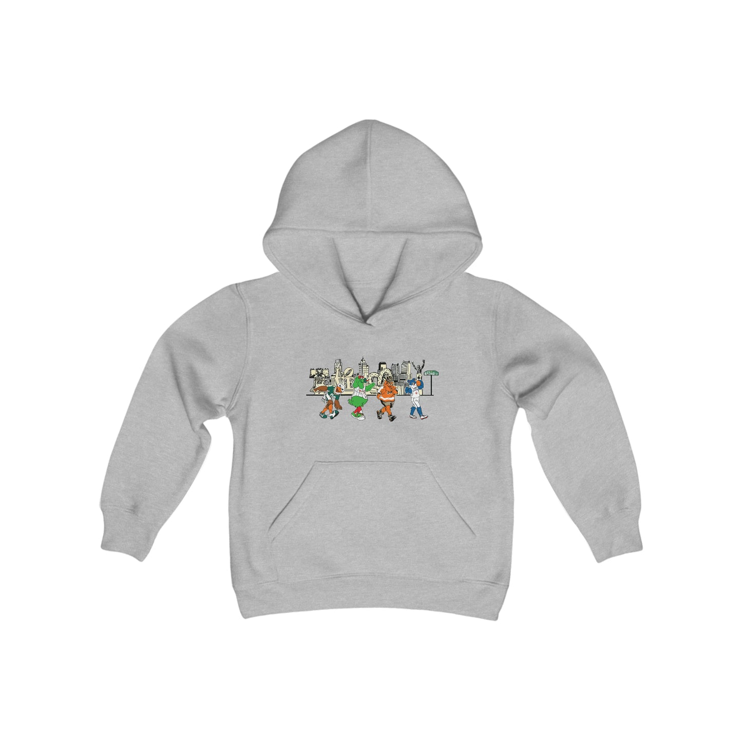 Philly Mascots Kids Hoodie Sweatshirt Philadelphia Phanatic Swoop Boys Girls Family Matching Shirt Youth Heavy Blend Hooded Sweatshirt