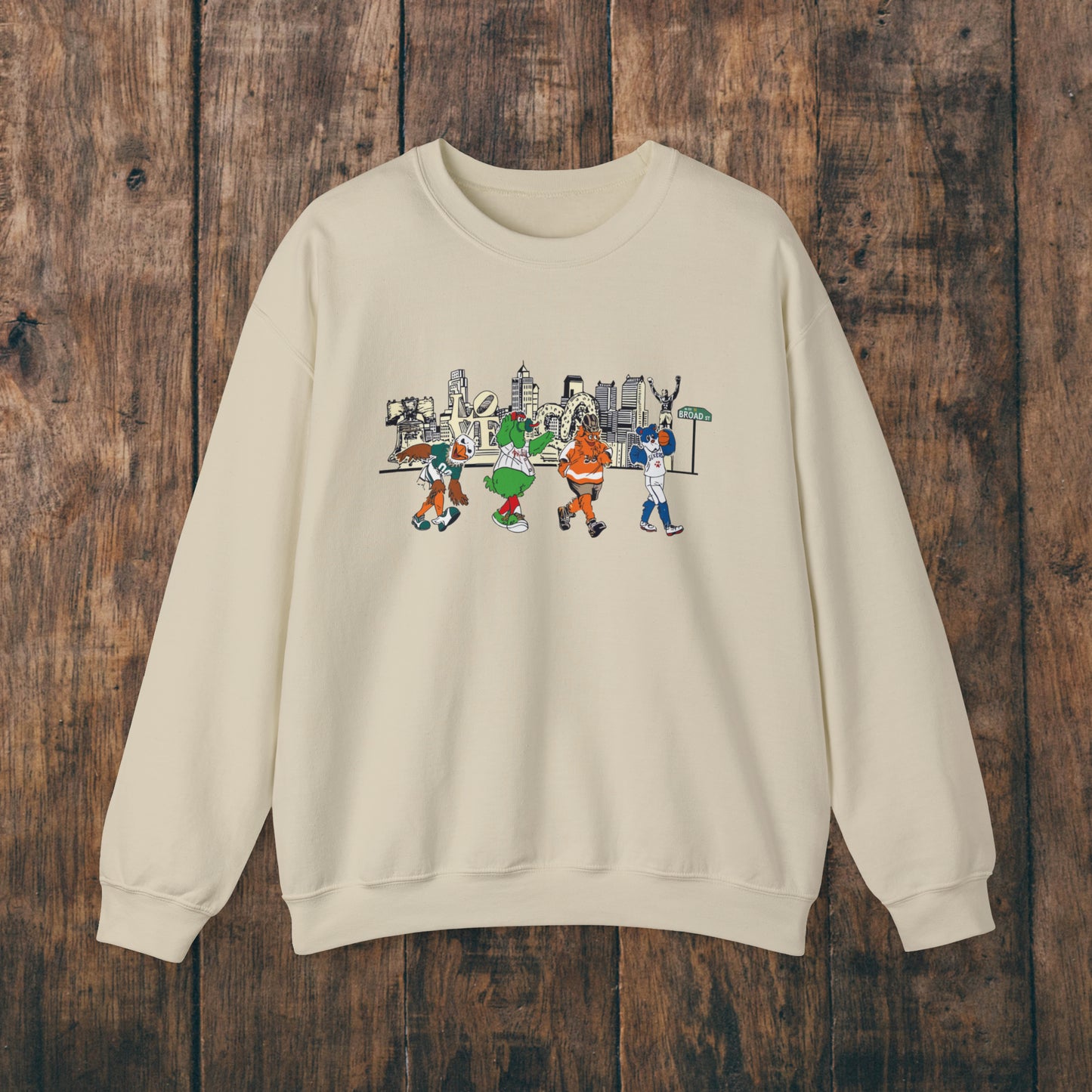 Philly Mascots Sweatshirt Philadelphia Phanatic Sports Swoop Gritty Franklin Family Matching Womens Mens Crewneck Sweat Shirt