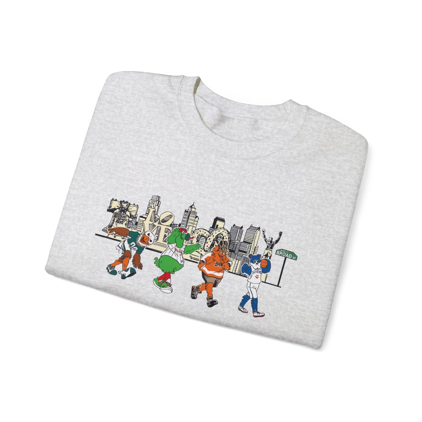 Philly Mascots Sweatshirt Philadelphia Phanatic Sports Swoop Gritty Franklin Family Matching Womens Mens Crewneck Sweat Shirt
