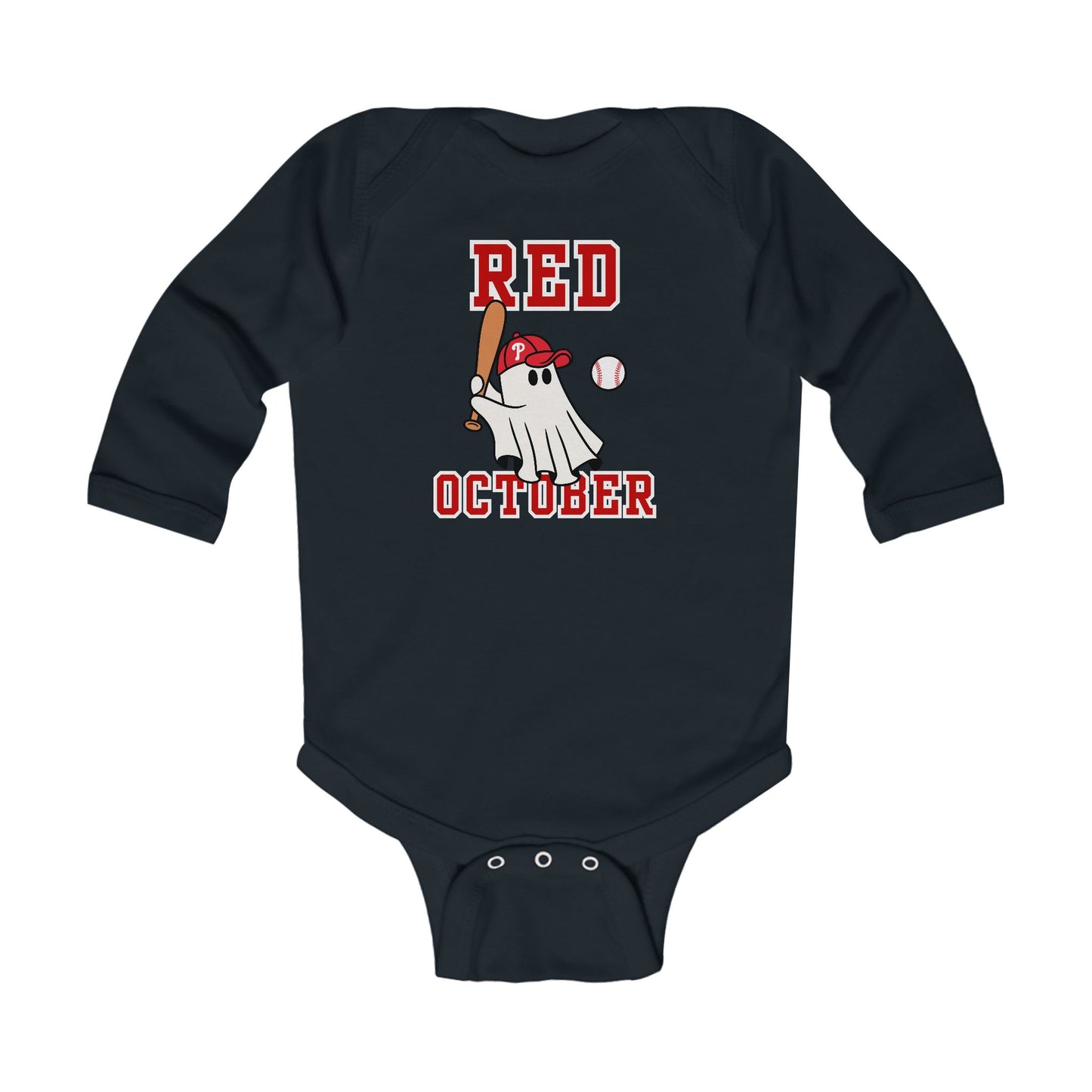 Red October Phillies Infant Long Sleeve Onesie Bodysuit
