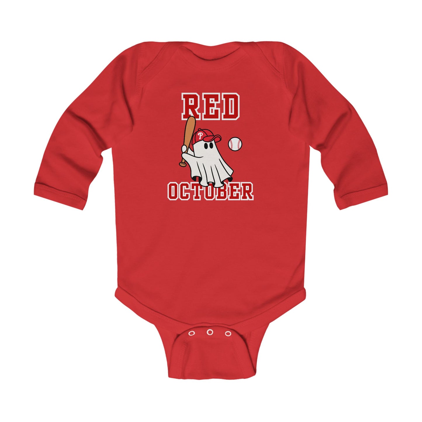 Red October Phillies Infant Long Sleeve Onesie Bodysuit