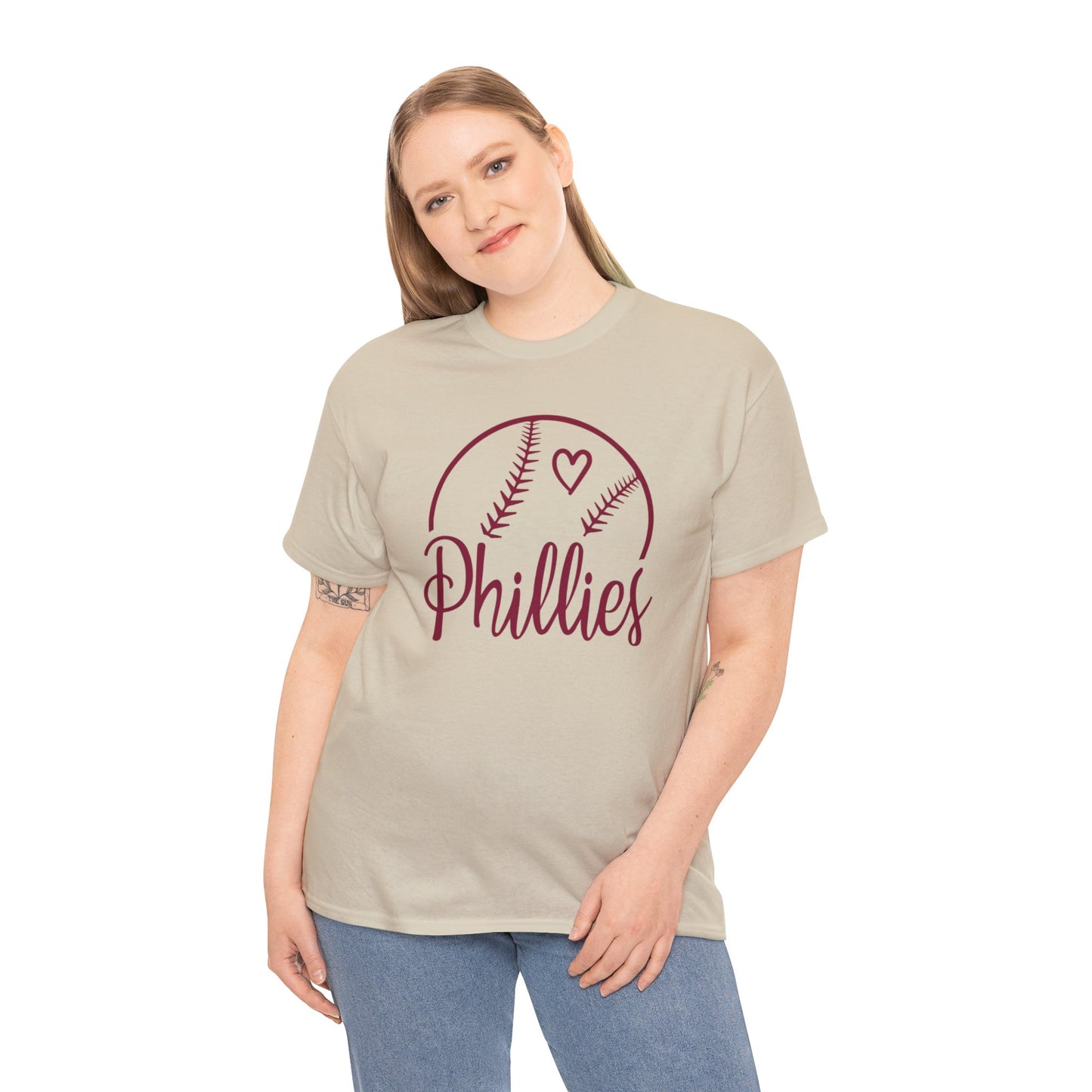 Phillies Baseball Philadelphia Philly Fan Christmas Gift Heart Womens Mens Unisex Cotton Tee