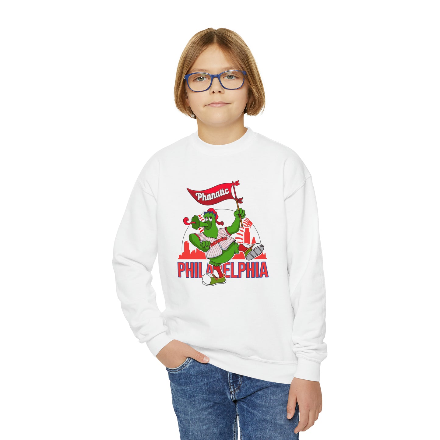 Phillies Kids Sweatshirt Phanatic Philadelphia Baseball Boys Girls Childrens Family Youth Crewneck Sweat Shirt