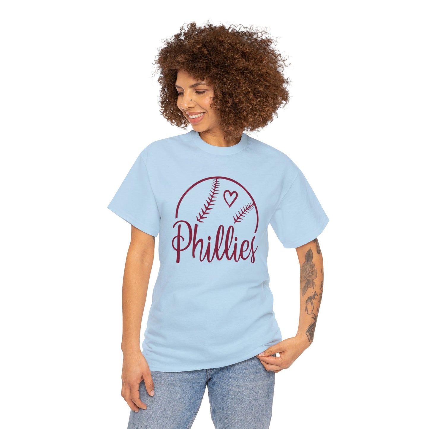 Phillies Baseball Philadelphia Philly Fan Christmas Gift Heart Womens Mens Unisex Cotton Tee