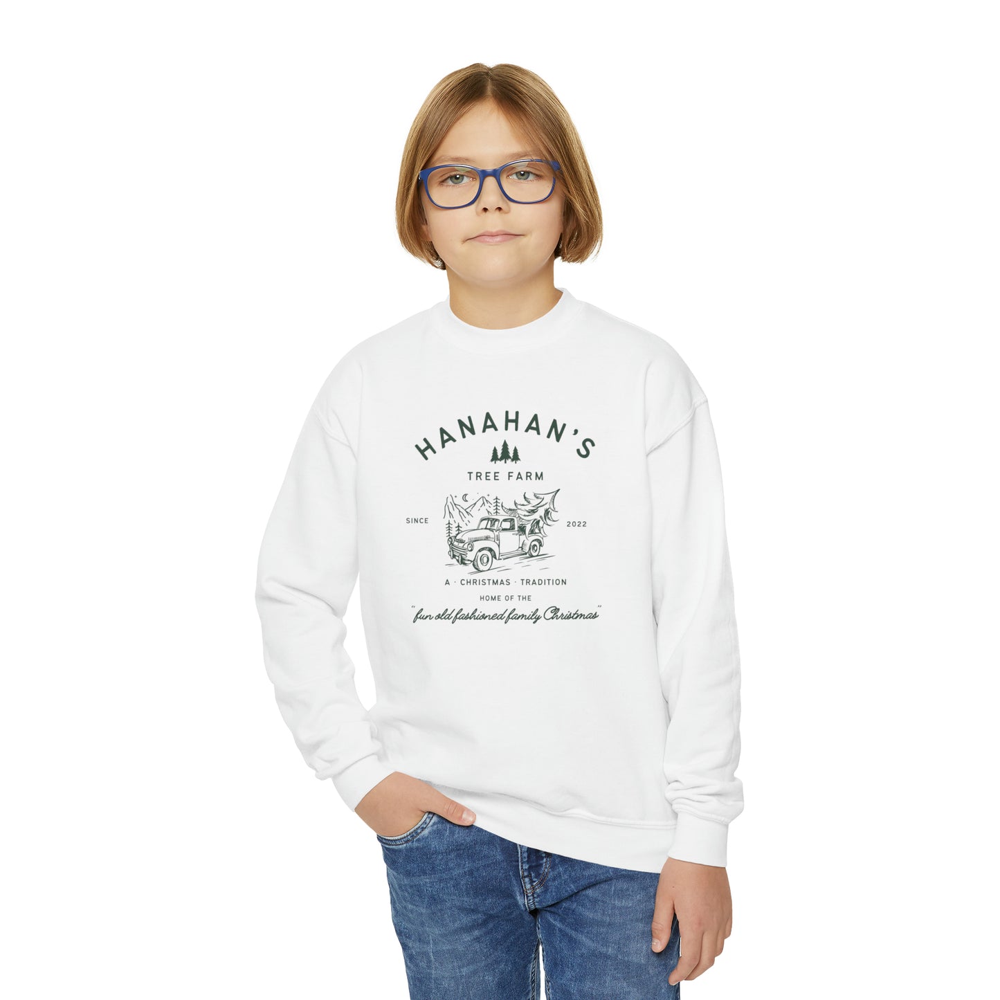 Tree Farm Kids Sweatshirt Personalized Family Name Boys Girls Childrens Family Matching Christmas Gift Youth Crewneck Hoodie Sweat Shirt