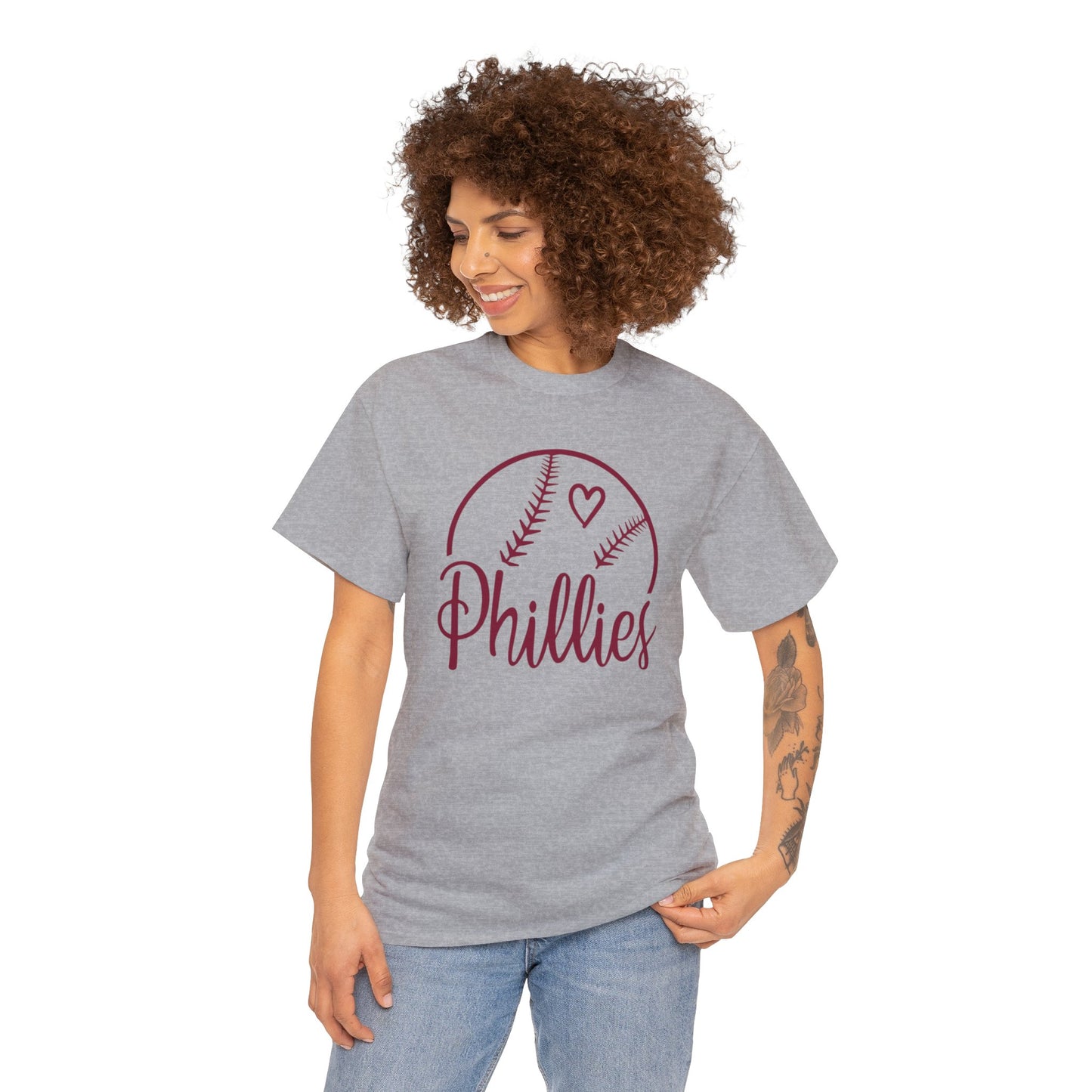 Phillies Baseball Philadelphia Philly Fan Christmas Gift Heart Womens Mens Unisex Cotton Tee