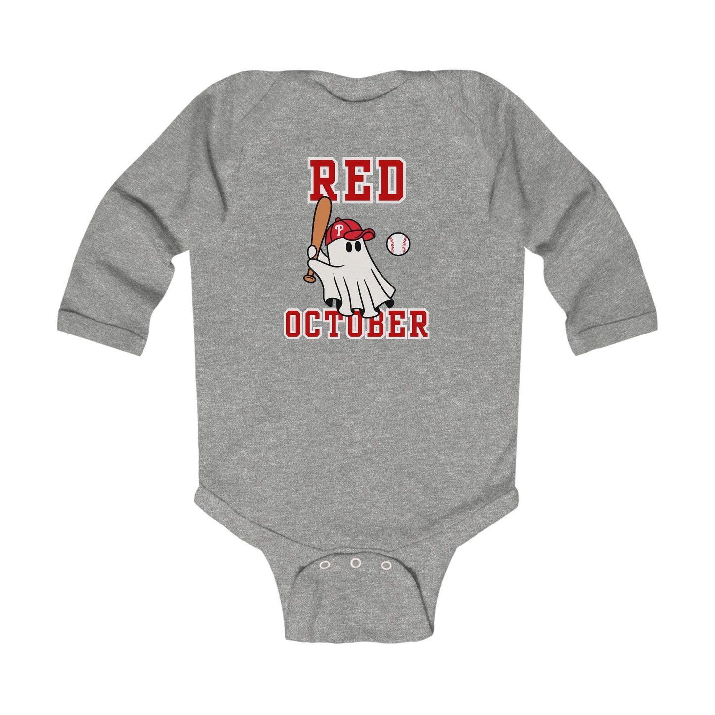 Red October Phillies Infant Long Sleeve Onesie Bodysuit