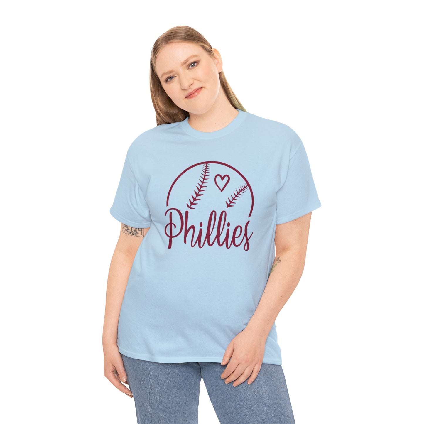 Phillies Baseball Philadelphia Philly Fan Christmas Gift Heart Womens Mens Unisex Cotton Tee