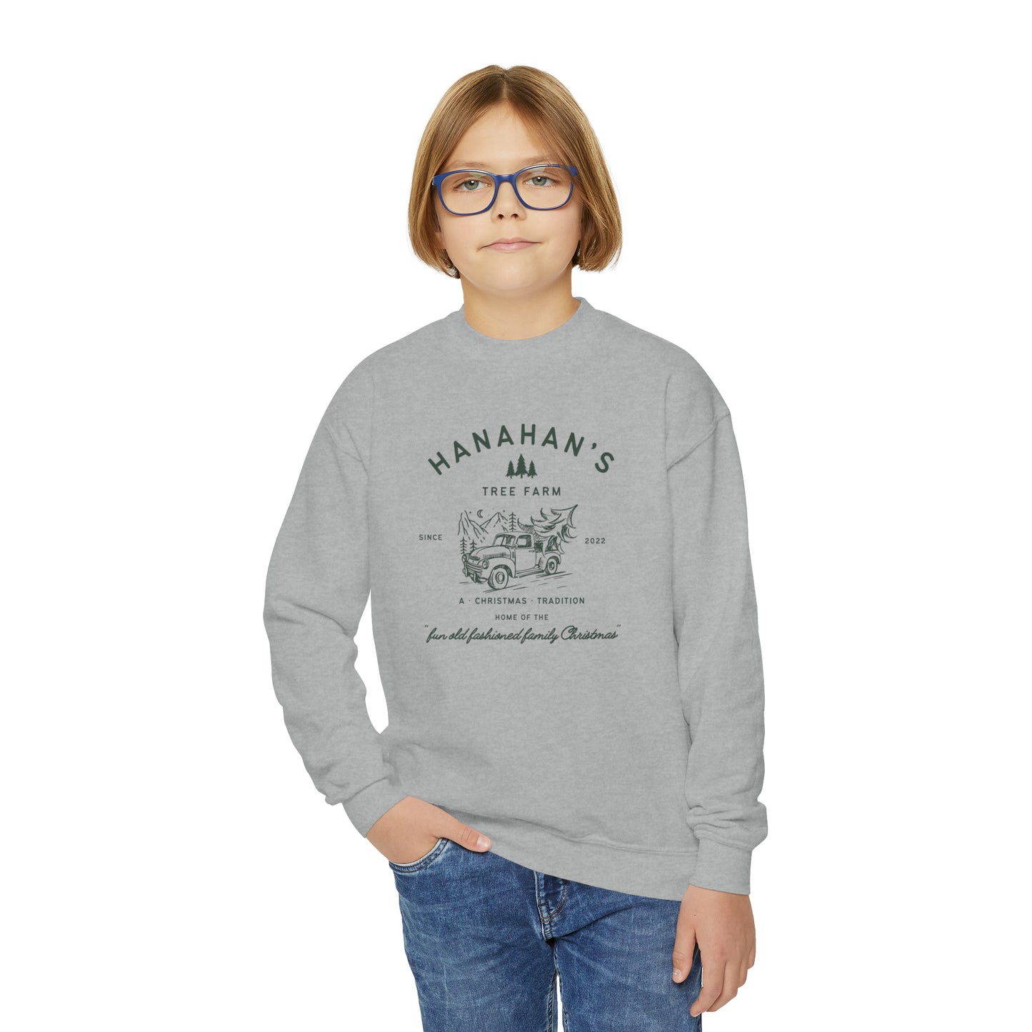 Tree Farm Kids Sweatshirt Personalized Family Name Boys Girls Childrens Family Matching Christmas Gift Youth Crewneck Hoodie Sweat Shirt