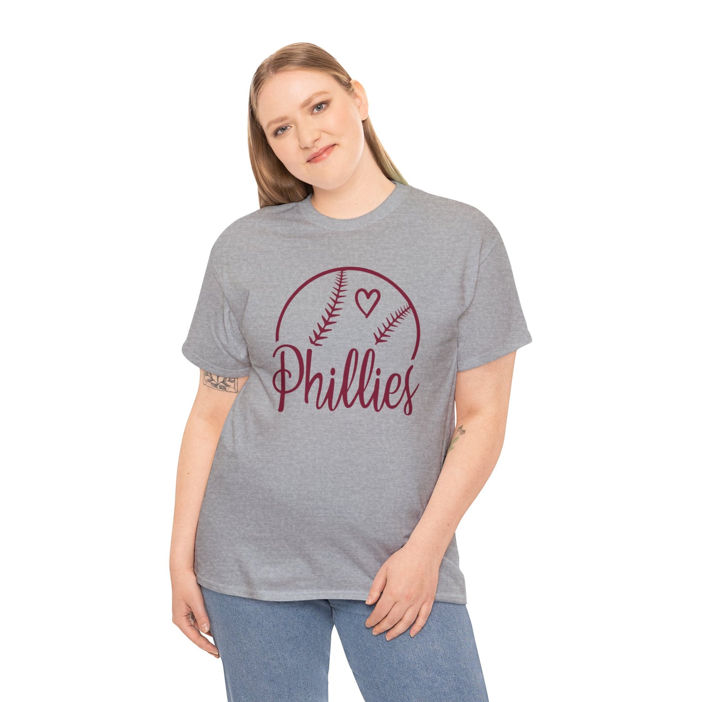 Phillies Baseball Philadelphia Philly Fan Christmas Gift Heart Womens Mens Unisex Cotton Tee