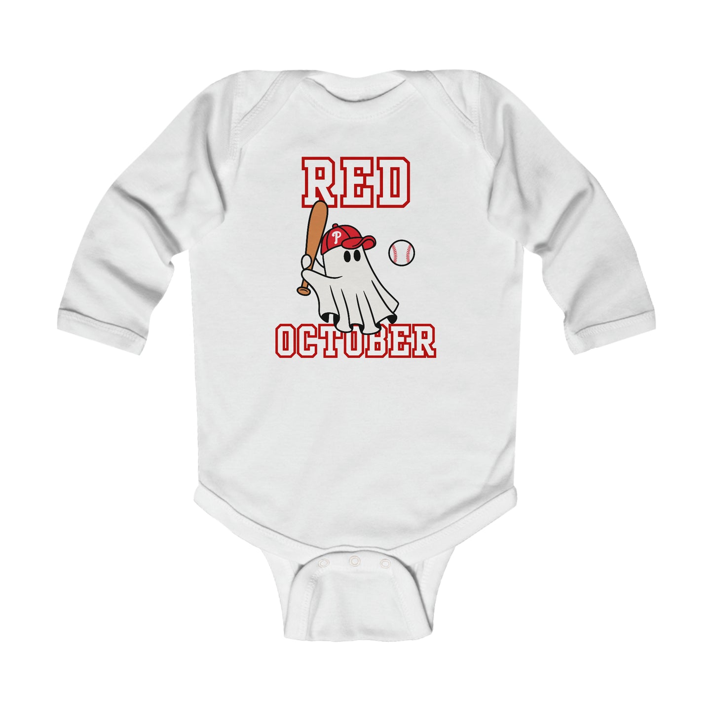 Red October Phillies Baby Onesie Shirt Philadelphia P Kids Christmas Philly Fan Gift Boy Girls Long Sleeve Tee Infant Long Sleeve Bodysuit